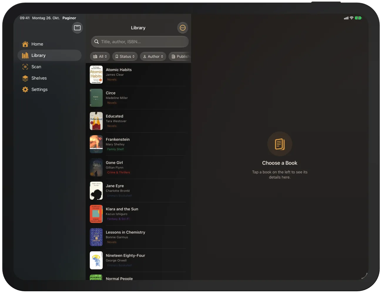 Bibliothèque en liste