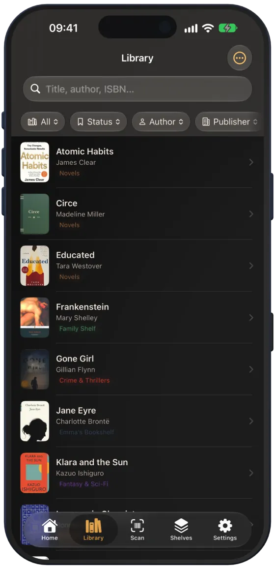 Bibliothèque en liste