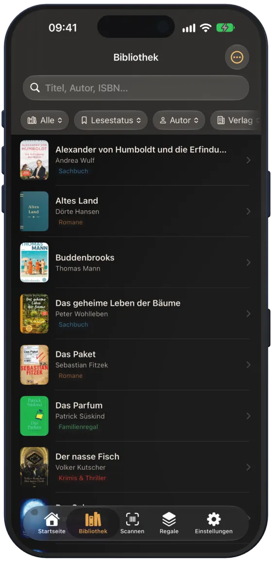 Bibliothek als Liste