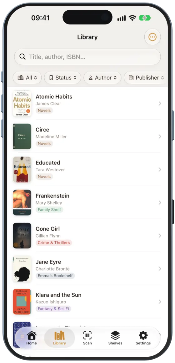 Bibliothèque en liste