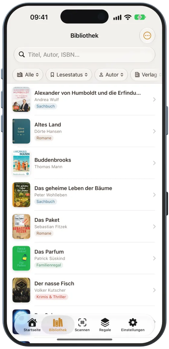 Bibliothek als Liste