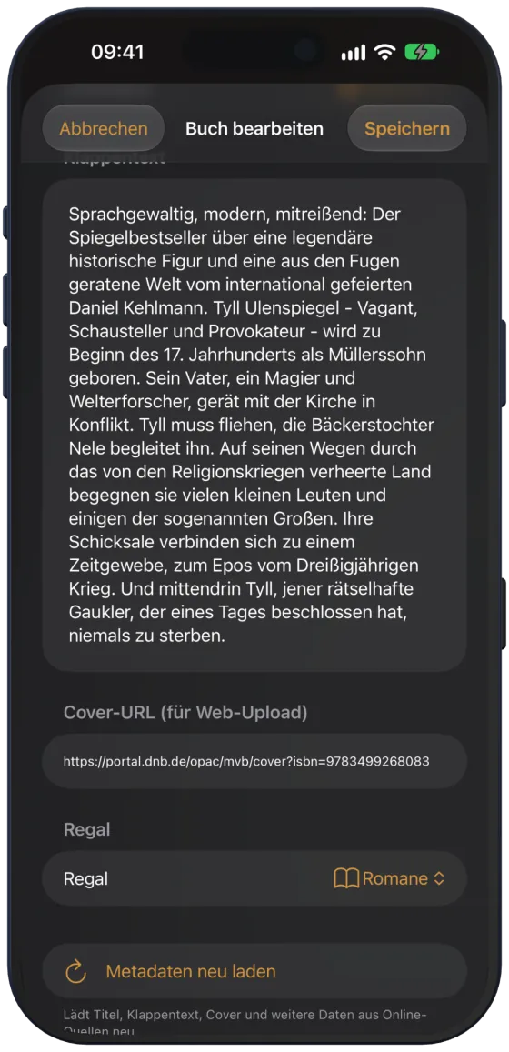 Regal und Metadaten neu laden