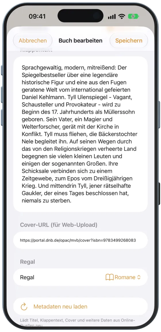 Regal und Metadaten neu laden