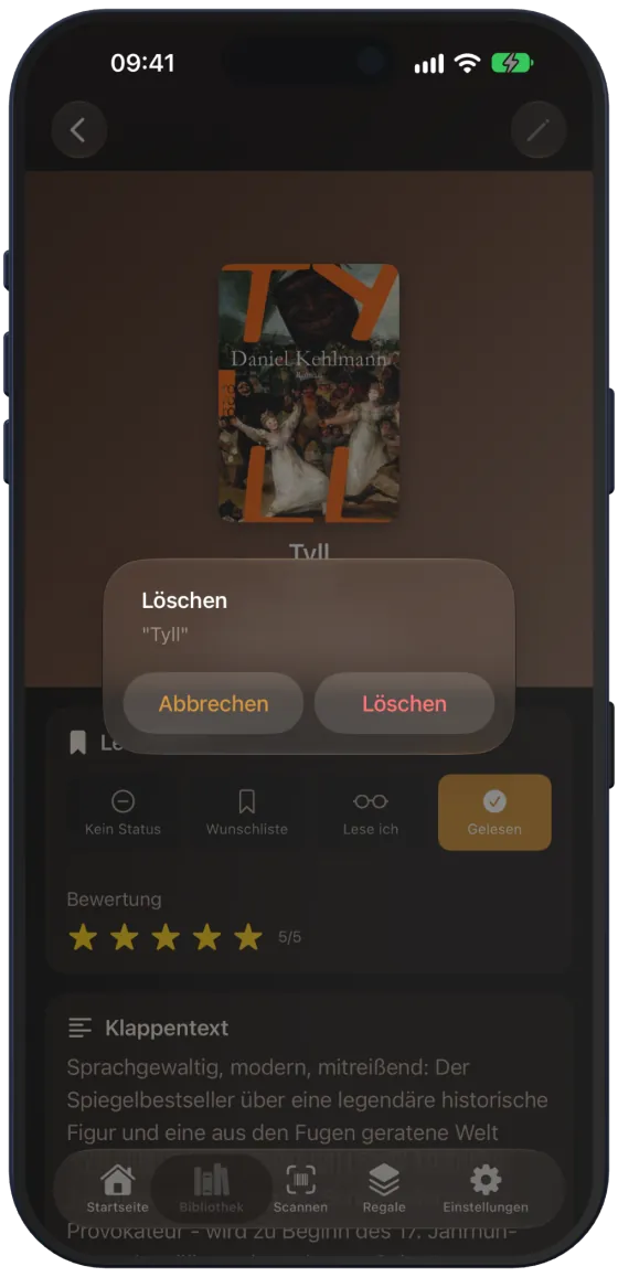 Rückfrage vor dem Löschen