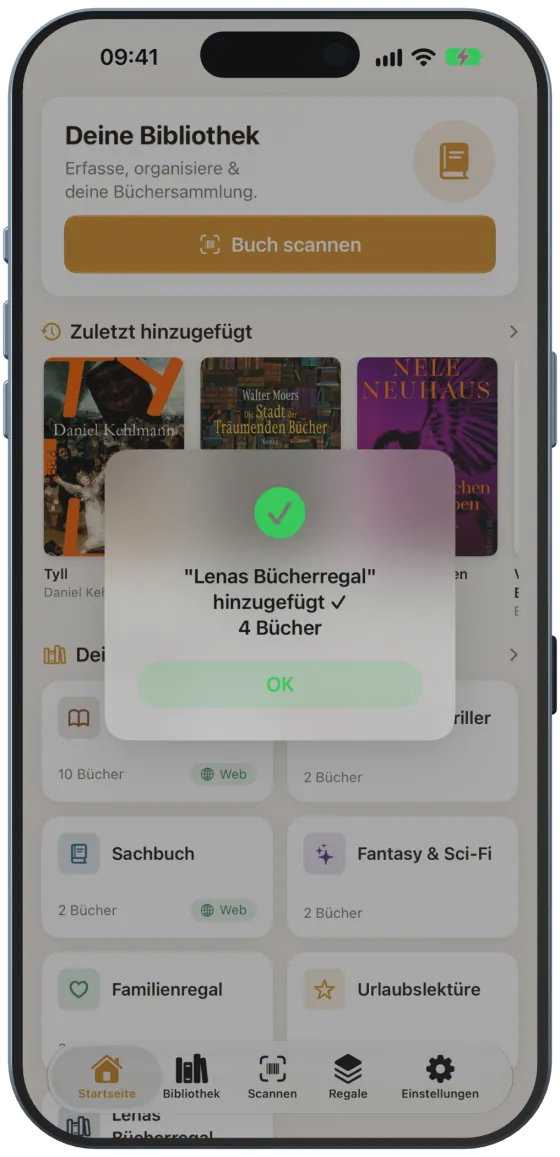 Regal wurde hinzugefügt