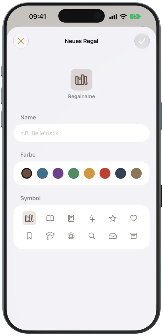 Neues Regal mit Farbe und Symbol