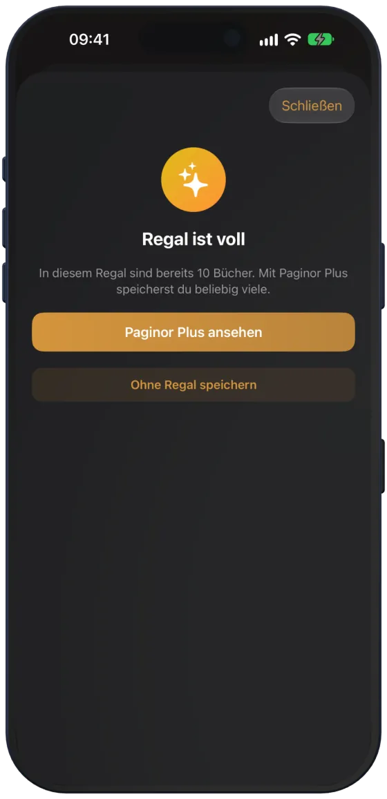 Hinweis bei vollem Regal