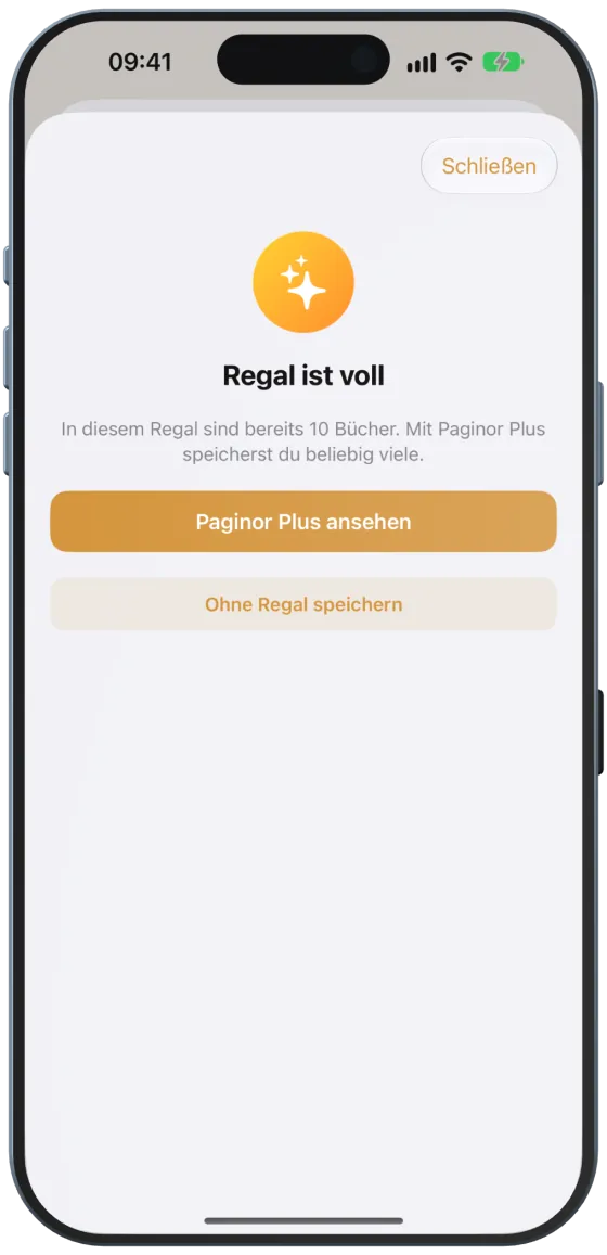 Hinweis bei vollem Regal