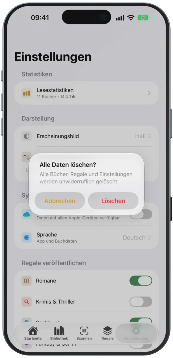Rückfrage vor dem Zurücksetzen